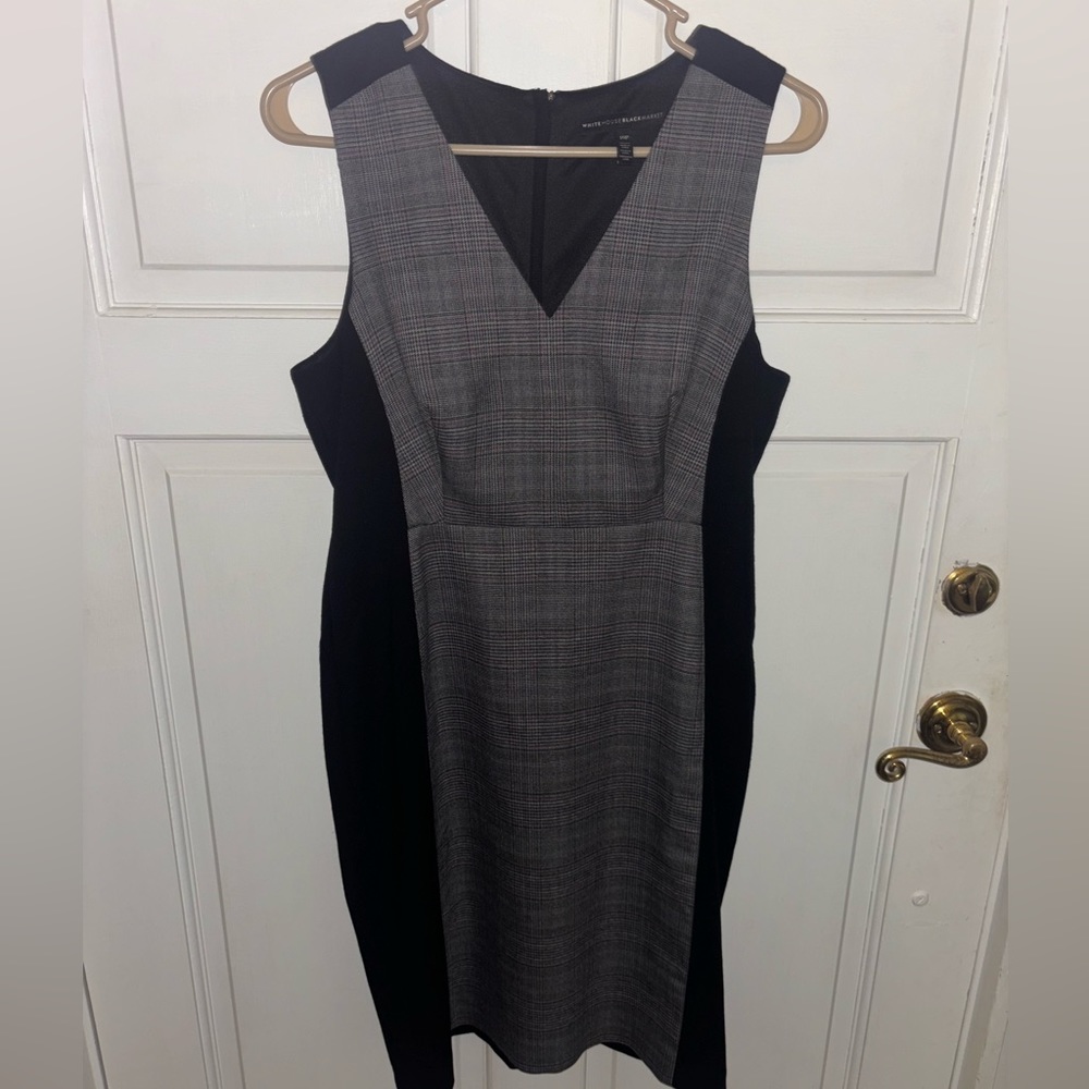 White House Black Market Black and Gray Dress Plaid Dress